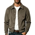 thumbnail image 1 of LODIENY Corduroy Button Down Cropped Shirt Jackets for Men with Pockets Long Sleeve Collared Vintage Trendy Overshirt Army Green M, 1 of 8