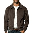 thumbnail image 1 of LODIENY Corduroy Button Down Cropped Shirt Jackets for Men with Pockets Long Sleeve Collared Vintage Trendy Overshirt Coffee L, 1 of 8