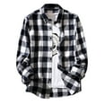 thumbnail image 1 of LODIENY Cotton Plaid Shirts for Men Big and Tall Regular Fit Casual Work Business Shirts Lightweight Long Sleeve Snap Button Down Shirts with Pockets White XXL, 1 of 6
