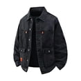 thumbnail image 1 of LODIENY Denim Jackets for Men with Multi Pockets Button Down Collared Trucker Jean Jacket Baggy Coats Fall Outfits Black XXXL, 1 of 6