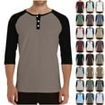 thumbnail image 1 of LODIENY Henley Shirts for Men Regular Fit Raglan 3/4 Sleeve Jersey Baseball T-Shirts Casual Cotton Sport Athletic Crewneck Basic Tee Tops White M, 1 of 8