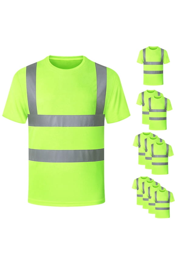 High Visibility Shirts for Men Class 3 Hi Vis Reflective Safety Construction Shirts for Men Women, Short Sleeve Work Shirts with Black Bottom, Durable, Breathable Pack of 1-Yellow L