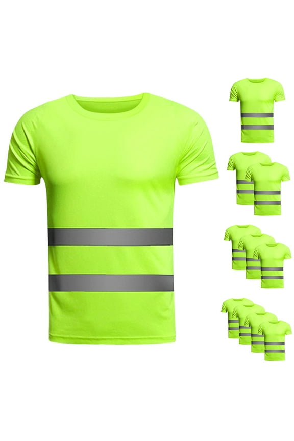 High Visibility Shirts for Men Class 3 Hi Vis Reflective Safety Construction Shirts for Men Women, Short Sleeve Work Shirts with Black Bottom, Durable, Breathable Pack of 1-Green L