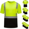 thumbnail image 1 of LODIENY High Visibility Shirts for Men Class 3 Hi Vis Reflective Safety Construction Shirts for Men Women, Short Sleeve Work Shirts with Black Bottom, Durable, Breathable Pack of 4-Green XL, 1 of 9