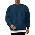 thumbnail image 1 of LODIENY Lightweight Crewneck Sweatshirts for Men Big and Tall Regular Fit Casual Soft Cotton Pullover Trendy Oversized Baggy Long Sleeve Sport T-Shirts Tops Navy L, 1 of 8