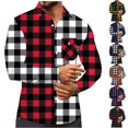 thumbnail image 1 of LODIENY Long Sleeve Plaid Shirts for Men Loose Regular Fit Formal Business Collared T-Shirt Mens Casual Soft Cotton Button Up Shirt with Pockets Orange XXXL, 1 of 7