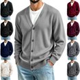 thumbnail image 1 of LODIENY Men Baggy V Neck Cardigan Sweater Long Sleeve Fall Casual Knit Cardigans Button Down Classic Fit Daily Sweaters Gray XXXXL, 1 of 5