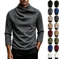 thumbnail image 1 of LODIENY Men Cowl Neck Double Sided Dralon Thermal Sweater Long Sleeve Relaxed Fit Knit Comfort Warm Base Layer Tops Fall Winter Outfits Dark Gray XXXL, 1 of 6