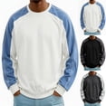 thumbnail image 1 of LODIENY Men Fall Crew Neck Sweatshirts Raglan Long Sleeve Color Block Casual Shirt Classic Fit Casual Fashion Athletic Shirts White S, 1 of 7