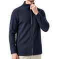 thumbnail image 1 of LODIENY Men Full Zip Cardigan Sweater Stand Collar Regular Fit Ribbed Knit Thermal Sweaters Long Sleeve Baggy Casual Fall Winter Outfits Navy XXL, 1 of 5