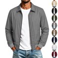 thumbnail image 1 of LODIENY Men Lightweight Windbreaker Full Zip Up Collared Jackets Classic Fit Casual Coat with Zipper Pockets White XXXL, 1 of 8