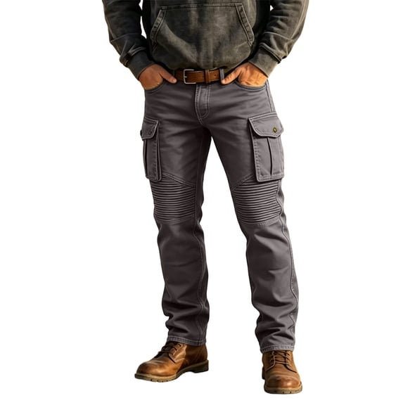 LODIENY Men Slim Fit Cargo Pants Abrasion Resistant Functional Outdoor Sweatpants Straight Leg Hiking Trousers with Multi Pockets Gray S