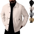 thumbnail image 1 of LODIENY Men Tweed Jacket Fleece Shacket Button Down Collared Jackets Warm Winter Coat Long Sleeve Fall Outerwear with Flap Pockets for Casual Daily Khaki XL, 1 of 6