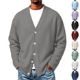 thumbnail image 1 of LODIENY Men Waffle V Neck Button Down Baggy Cardigan Long Sleeve Open Front Lightweight Casual Simple Knit Cardigans Green M, 1 of 6