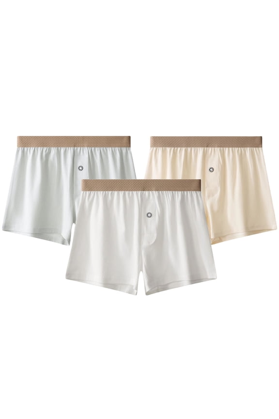 Men's 3 Pack Boxers Shorts with Button Fly Breathable Stretch Sleep Pajama Bottom Elastic Waist Lounge Underwear Multicolor XXL