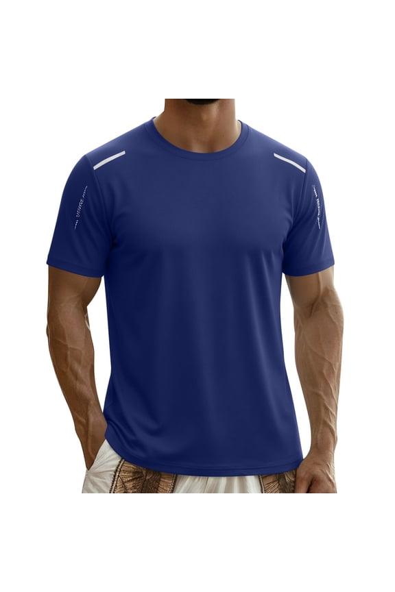 Men's Active Quick Dry Crew Neck T Shirts Athletic Running Gym Workout Short Sleeve Tops Ultra Light Moisture Wicking Relaxed Fit Tees Navy XS
