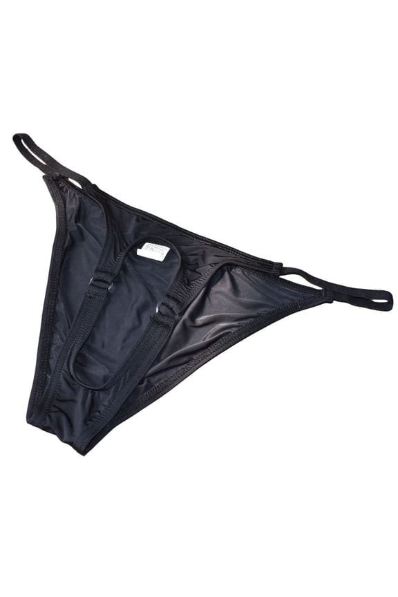 Men's Adjustable String Cut Out Bikini Briefs G String Soft Fit No Pouch Underwear Panties Black XL