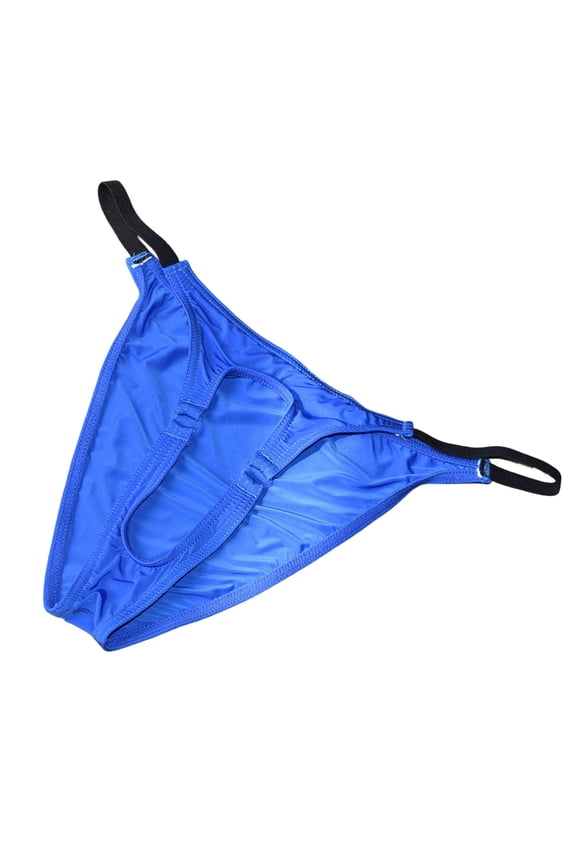 Men's Adjustable String Cut Out Bikini Briefs G String Soft Fit No Pouch Underwear Panties Blue M