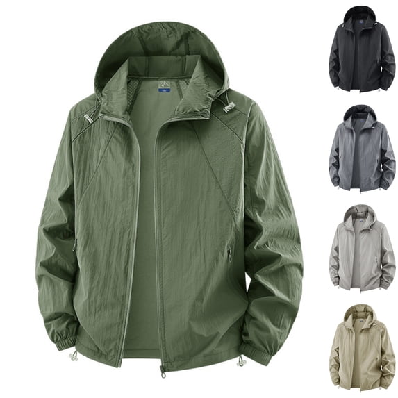 LODIENY Men's Big and Tall (M-5XL) Sun Hooded Jackets Lightweight Breathable Baggy UV Jacket Mesh Cooling Rash Guard with Zipper Pockets for Fishing Outdoor Dark Gray XXXL
