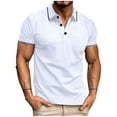 thumbnail image 1 of LODIENY Men's Casual Polo Shirts Short Sleeve Fashion Golf Shirt Classic Striped Slim Fit T-Shirts Lightweight Business Work Collared T Shirt White XXXL, 1 of 6
