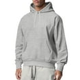 thumbnail image 1 of LODIENY Men's Cotton Casual Solid Color Hoodies Sweatshirts Fashion Long Sleeve Drawstring Hooded Pullover Lightweight Hoodie Tops with Pockets Gray XXXL, 1 of 5