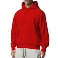 thumbnail image 1 of LODIENY Men's Cotton Casual Solid Color Hoodies Sweatshirts Fashion Long Sleeve Drawstring Hooded Pullover Lightweight Hoodie Tops with Pockets Red XXL, 1 of 5