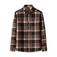 thumbnail image 1 of LODIENY Men's Cotton Flannel Shirt Jacket Casual Sherpa Fleece Lined Long Sleeve Plaid Button Down Shirt Big and Tall Regular Fit Heavyweight Thermal Outwear Shacket Tops Coffee XXXXL, 1 of 5