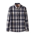 thumbnail image 1 of LODIENY Men's Cotton Flannel Shirt Jacket Casual Sherpa Fleece Lined Long Sleeve Plaid Button Down Shirt Big and Tall Regular Fit Heavyweight Thermal Outwear Shacket Tops Dark Blue XXL, 1 of 5