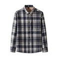 thumbnail image 1 of LODIENY Men's Cotton Flannel Shirt Jacket Casual Sherpa Fleece Lined Long Sleeve Plaid Button Down Shirt Big and Tall Regular Fit Heavyweight Thermal Outwear Shacket Tops Dark Blue M, 1 of 5