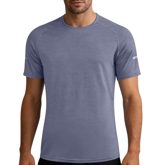 LODIENY Men's Crew Neck Workout T-Shirts Quick Dry Moisture Wicking Running Athletic Tees Short Sleeve Breathable Lightweight Basic Tops Navy L
