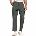 thumbnail image 1 of LODIENY Men's Dress Pants Classic Fit Button Elastic Waist Wrinkle Resistant Slacks Business Casual Flat Front Golf Chino Trousers with Pockets Dark Gray XXL, 1 of 5