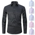 thumbnail image 1 of LODIENY Men's Dress Shirts Solid Long Sleeve Stretch Wrinkle-Free Formal Shirt Business Casual Button Down Collared T-Shirts with Pockets Purple XXL, 1 of 3