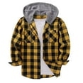 thumbnail image 1 of LODIENY Men's Flannel Hoodie Shirts Lightweight Casual Button Down Plaid Shirt Jackets for Men Long Sleeve Stylish Drawstring Hooded Tops with Pocket Yellow XXXL, 1 of 7
