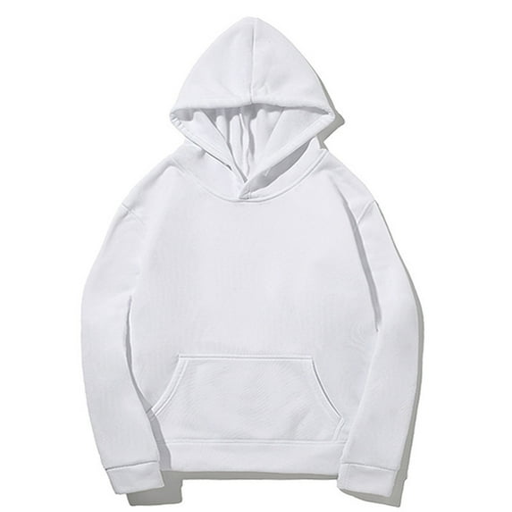 LODIENY Men's Hooded Sweatshirts Long Sleeve Casual Pullover Hoodie Regular Fit Lightweight Soft Cotton Active Sweatshirt with Pockets White XXL
