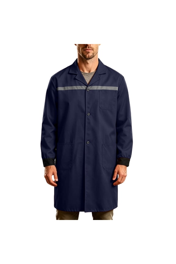 Men's Longline Hooded Safety Jacket Emergency Workwear Night Abrasion Resistant Long Sleeve Outerwear with Multi Pockets Navy S