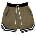 thumbnail image 1 of LODIENY Men's Mesh Basketball Shorts Joggers Athletic Gym Workout Short Pants Drawstring Elastic Waist Side Split Breathable Sweat Shorts with Zip Pockets Khaki L, 1 of 3