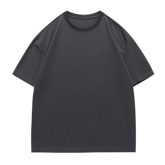 LODIENY Men's Oversized Cotton Summer T-Shirts - Vintage Baggy Tee Loose Fit Short Sleeve Crewneck Athleric Tees Shirt Casual Y2K Streetwear Dark Gray M