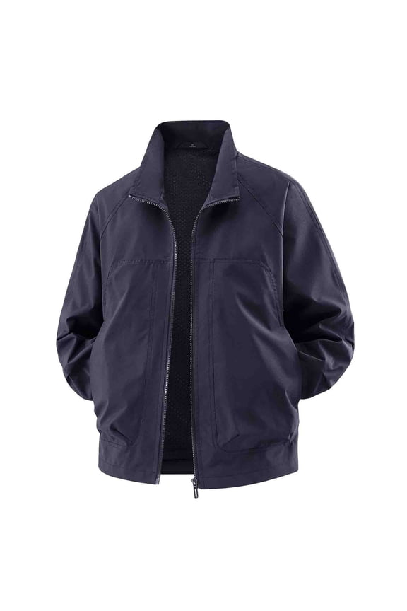 Men's Plus Size (M-4XL) Track Jackets Lightweight Full-Zip Casual Coat Workout Running Athletic Active Jacket with Pockets Blue M