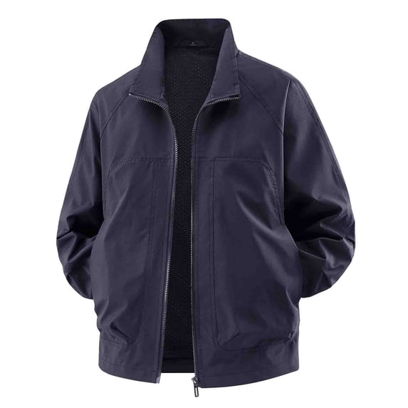 LODIENY Men's Plus Size (M-4XL) Track Jackets Lightweight Full-Zip Casual Coat Workout Running Athletic Active Jacket with Pockets Blue XXXXL