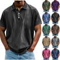 thumbnail image 1 of LODIENY Men's Polo Shirts Collared Short Sleeve Distressed Washed Button T-Shirt Athletic Golf Shirts Casual Vintage Basic Workout Tee Tops Gray S, 1 of 7
