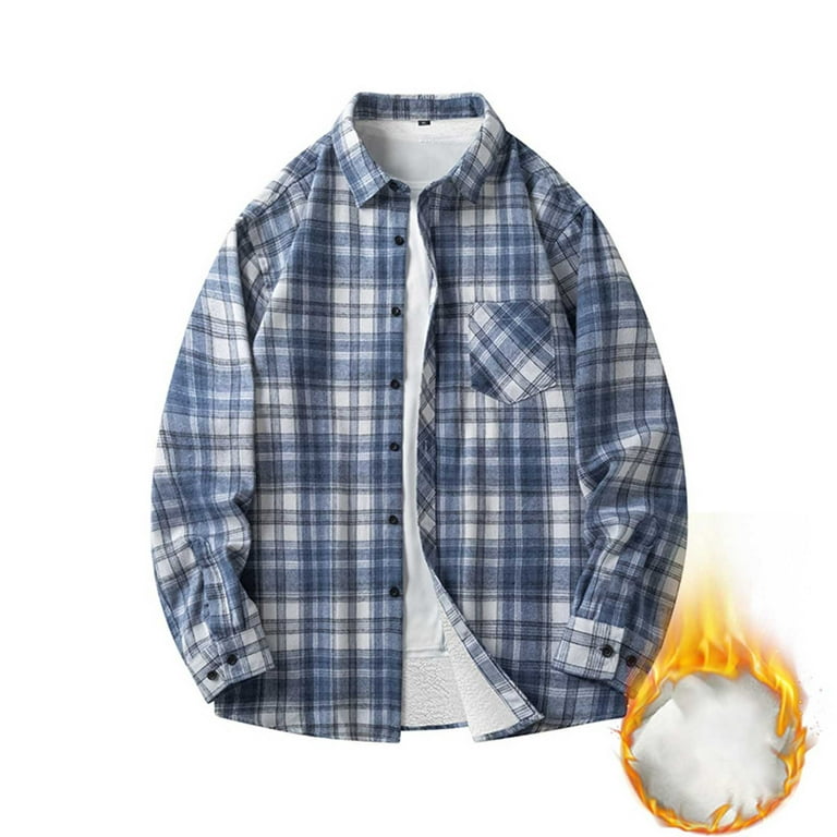 LODIENY Men's Sherpa Lined Flannel Shirt Jacket Big and Tall
