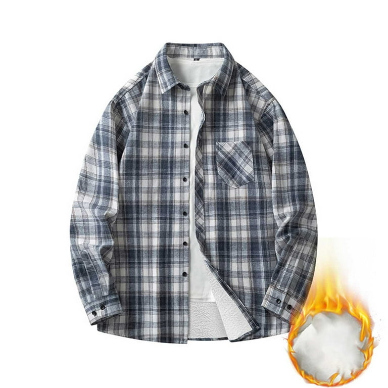 LODIENY Men's Sherpa Lined Flannel Shirt Jacket Big and Tall