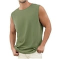 thumbnail image 1 of LODIENY Men's Sleeveless Tank Tops Trendy Big and Tall Regular Fit Casual Summer Solid Color Crewneck Casual Workout Gym Cut Off Muscle Fit T Shirt Green XXL, 1 of 4