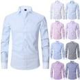 thumbnail image 1 of LODIENY Men's Stretch Big and Tall Regular Fit Long Sleeve Dress Shirts Lightweight Business Casual Button Down Shirts with Pocket Sky Blue L, 1 of 3