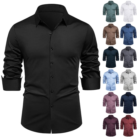 LODIENY Men's Stretch Soft Slim Fit Dress Shirts Long Sleeve Formal Wedding Business Casual Button Down Shirt for Work Office Green XXL