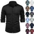 thumbnail image 1 of LODIENY Men's Stretch Soft Slim Fit Dress Shirts Long Sleeve Formal Wedding Business Casual Button Down Shirt for Work Office Red L, 1 of 7