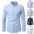 thumbnail image 1 of LODIENY Men's Stretch Wrinkle Free Dress Shirts Formal Wedding Prom Long Sleeve Slim Fit Button Down Shirt with Pockets White M, 1 of 9