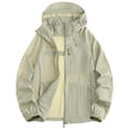 thumbnail image 1 of LODIENY Men's Sun Protection Hooded Jackets with Zipper Pockets and Drawstring Lightweight Cooling Full Zip UV Coat for Outdoor Cycling Khaki M, 1 of 8