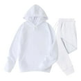 thumbnail image 1 of LODIENY Men's Tracksuits 2 Pieces Cotton Fleece Lined Hoodies Sweatsuit Sets Lightweight Casual Long Sleeve Drawstring Hooded Pullover Tops and Sweatpants Sports Jogging Suit Set White XXL, 1 of 6