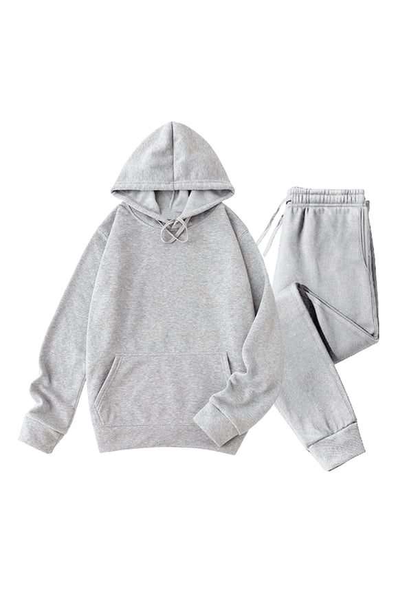 Men's Tracksuits 2 Pieces Cotton Fleece Lined Hoodies Sweatsuit Sets Lightweight Casual Long Sleeve Drawstring Hooded Pullover Tops and Sweatpants Sports Jogging Suit Set Gray L